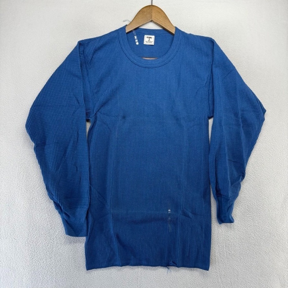 Vintage Gitano Thermal Shirt Men's Medium Blue Waffle Muscle Base Layer USA NEW